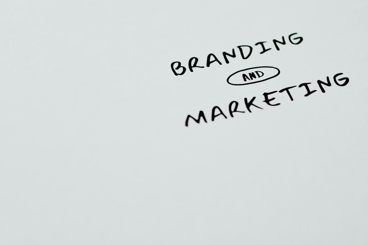 A minimalist image featuring the words 'Branding' and 'Marketing' on a white background, ideal for digital marketing themes.